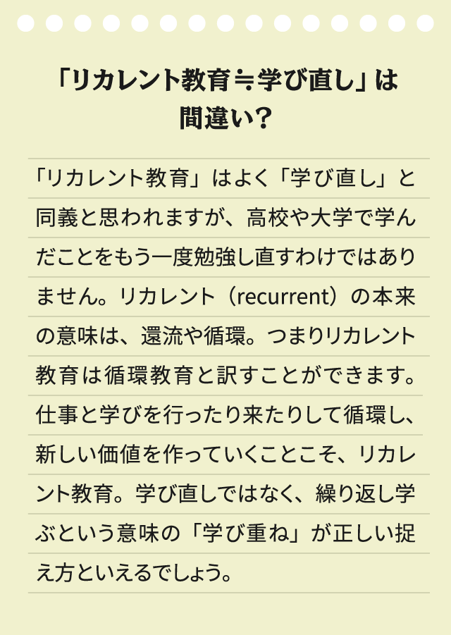 「リカレント教育≒学び直し」は間違い？