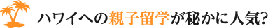 ハワイへの親子留学が秘かに人気？