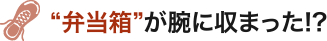 “弁当箱”が腕に収まった!?