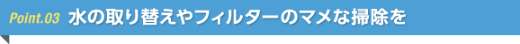 水の取り替えやフィルターのマメな掃除を