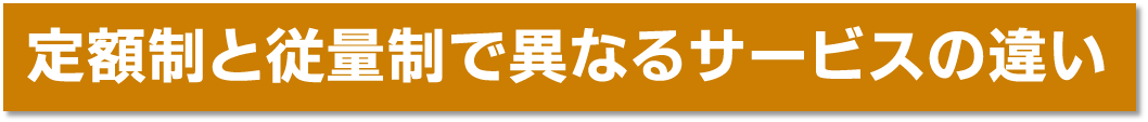 定額制と従量制で異なるサービスの違い